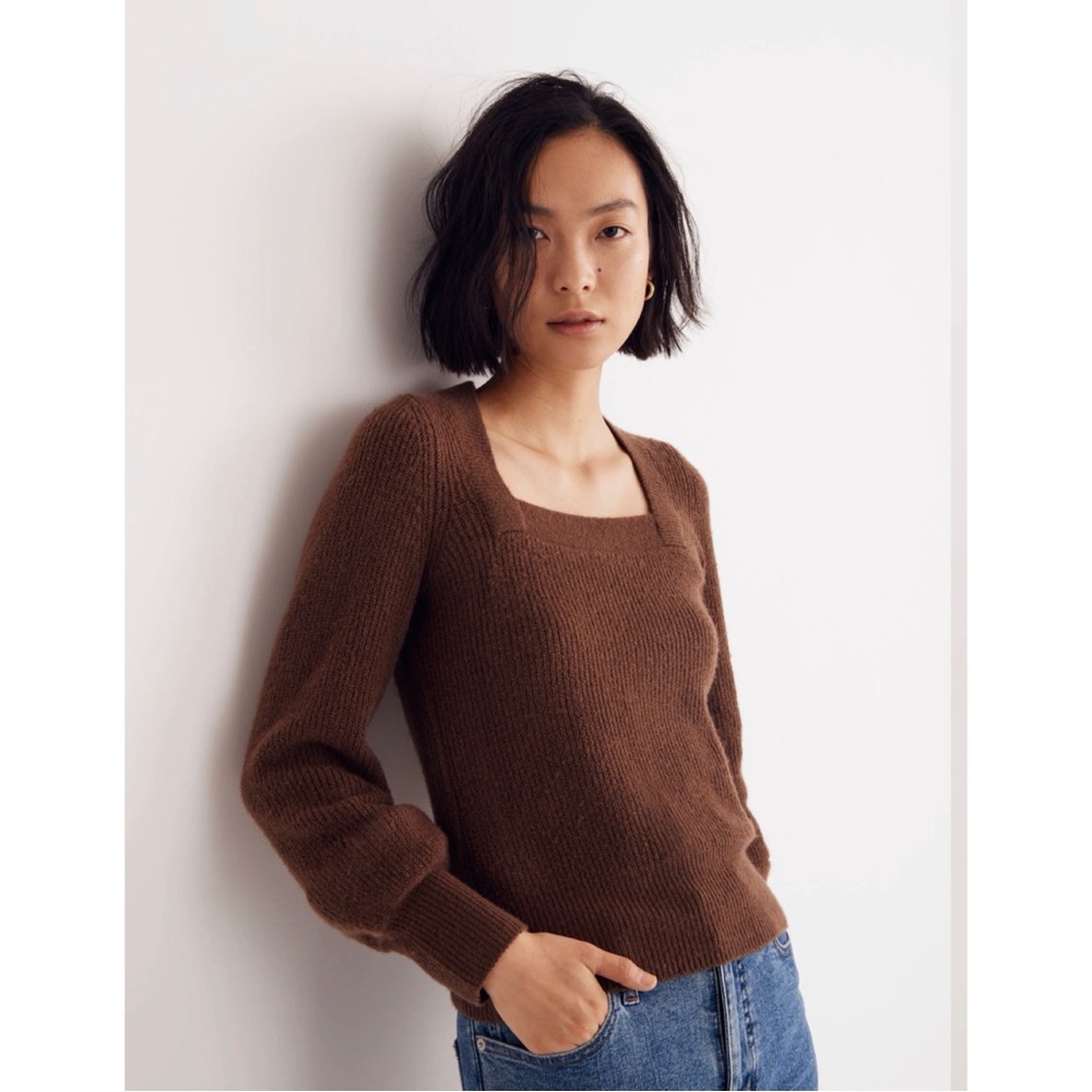 Madewell Melwood Square-Neck Pullover Sweater in Coziest Yarn, size XS